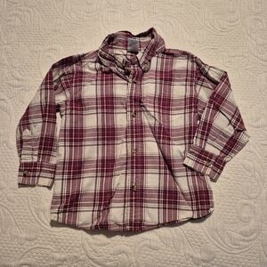 Gymboree boys size 2T red, white and black plaid button down shirt
